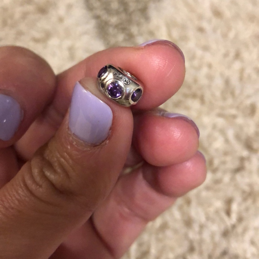 Purple stone sterling silver charm